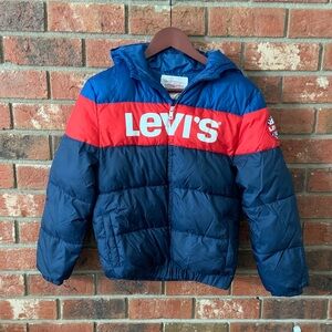 Levi's Boys Navy and Red Logo Puffer Jacket